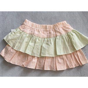 Castles and Crowns ruffle skirt green peach orange stripe seersucker 3T NWOT